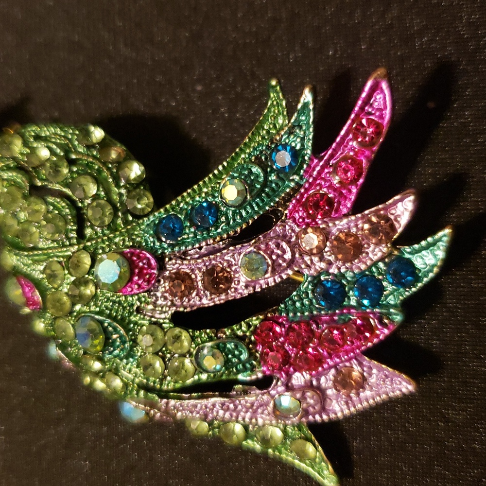 Multicolor Peacock Brooch - Picture 4 of 8